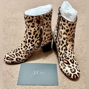 NWT J. Crew Haircalf Stacked Heel Boots Women’s Size 5